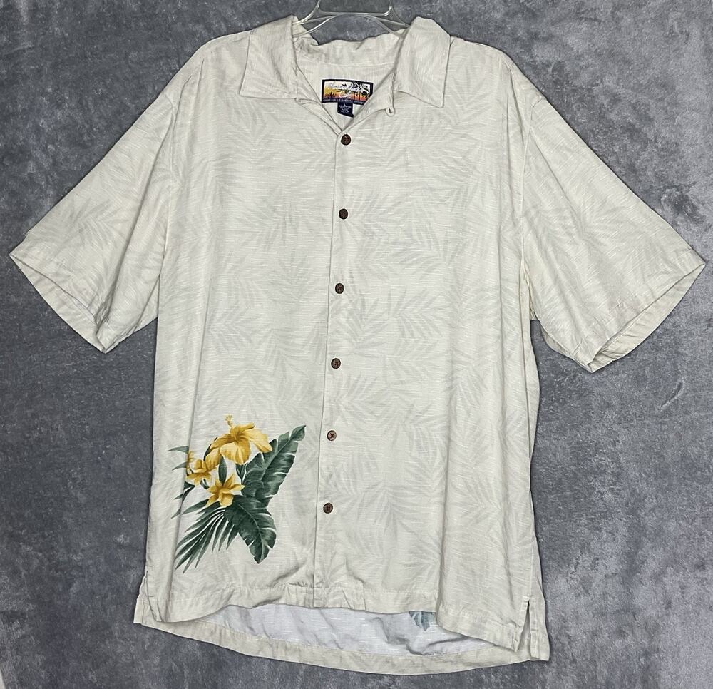 Havana Jacks Cafe Hawaiian Shirt Mens Large Rayon Floral Aloha Camp Tropical